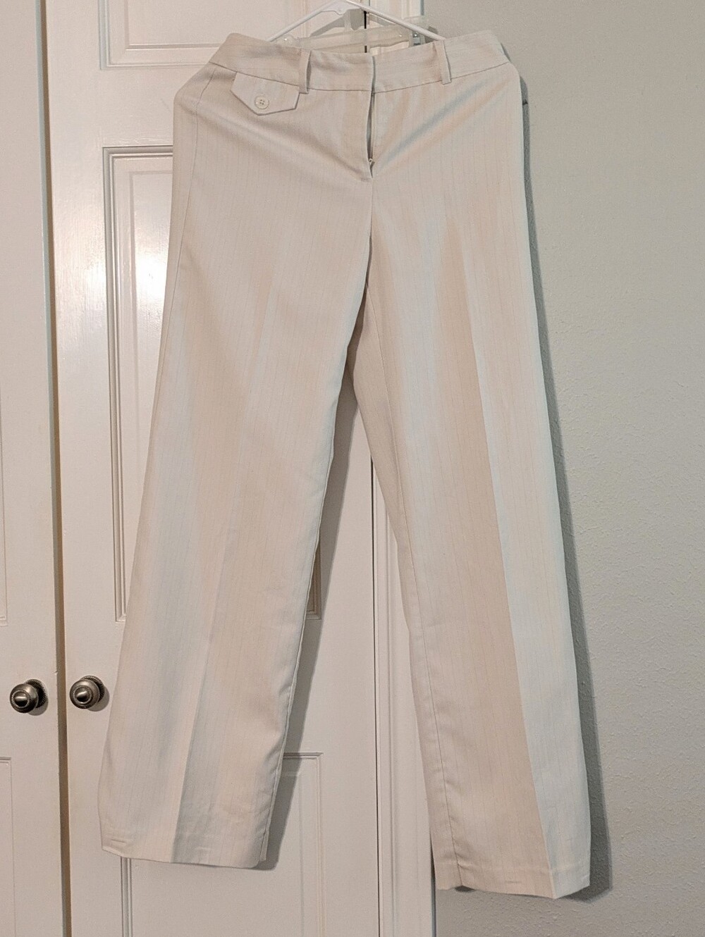Ann Taylor Cream Pinstripe Wide Leg Trousers Size 0